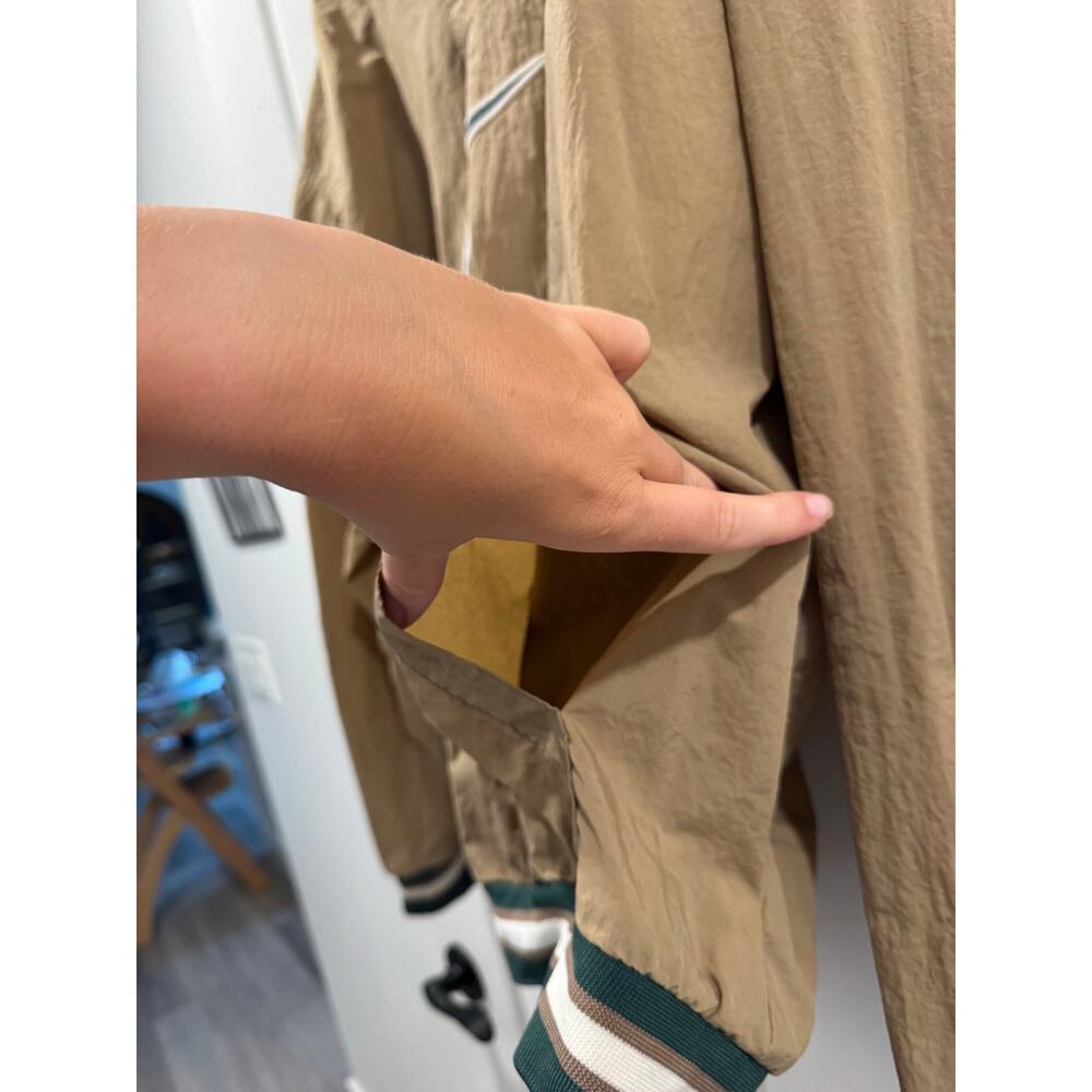 VTG Nike 1/4 Snap Pullover Windbreaker Mens L Khaki Green Big Swoosh 90s Y2K - Picture 8 of 9